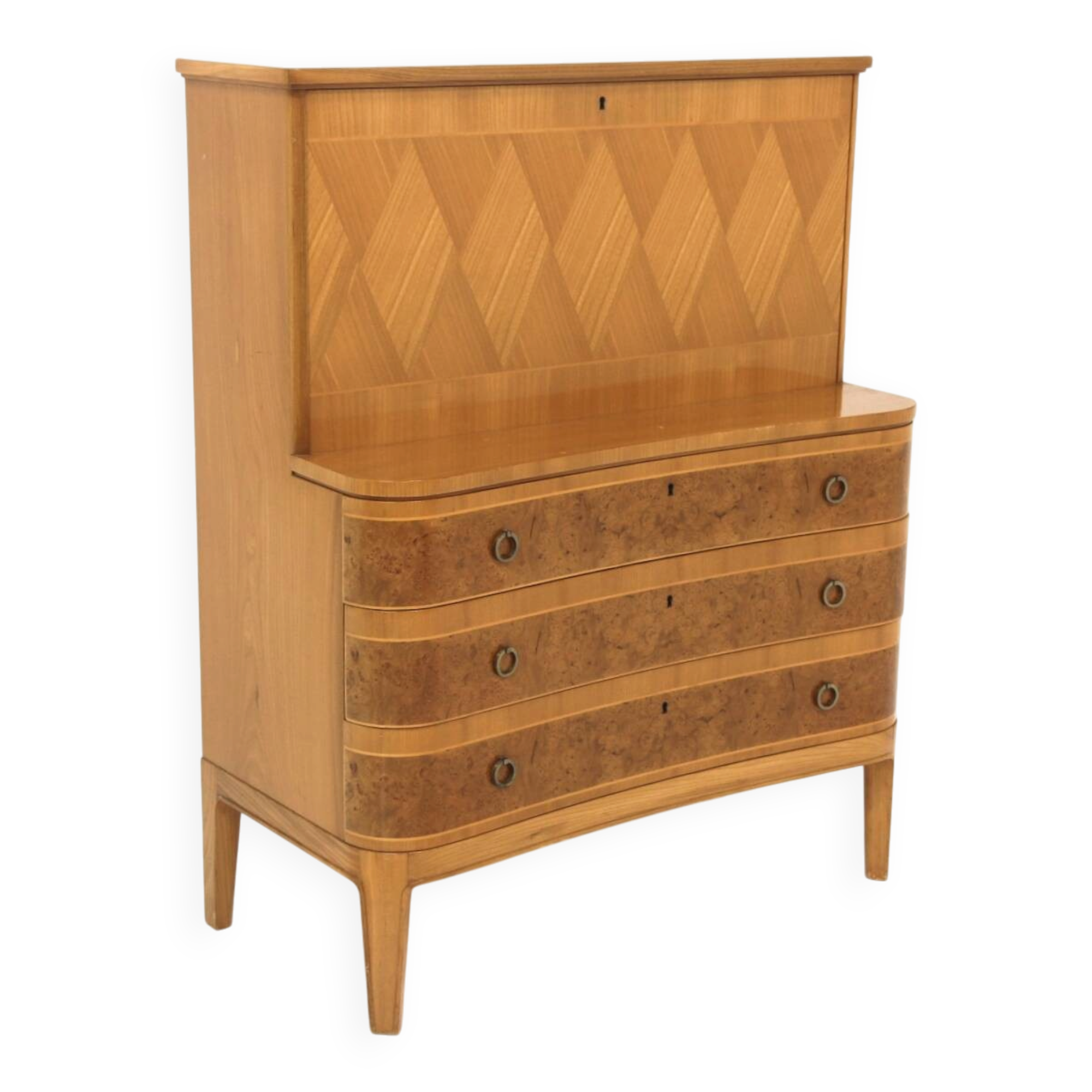 Secrétaire scandinave en orme, Swedish modern, Suède, 1940