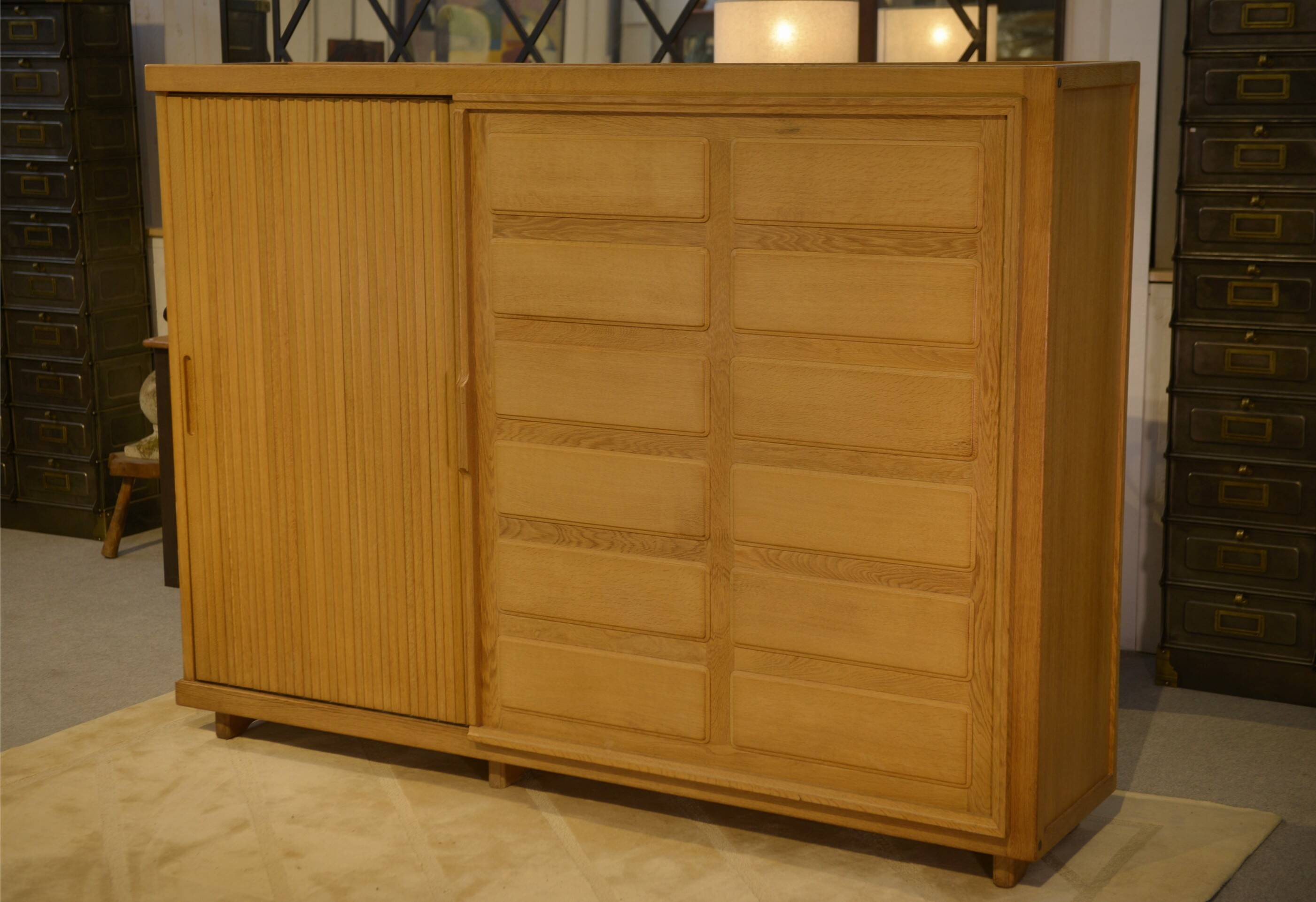 Oak wardrobe by Guillerme and Chambron 1950s