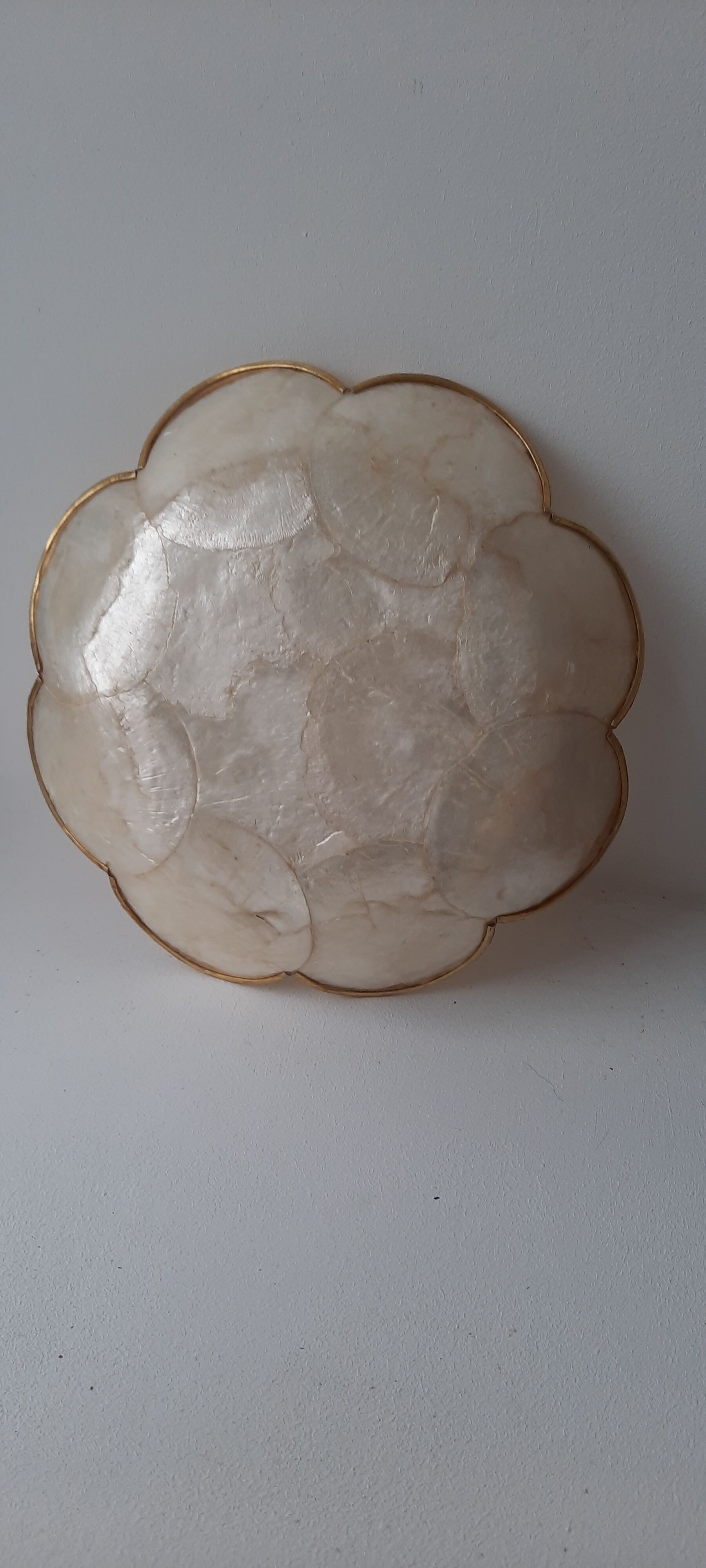 Mother-of-pearl and brass tidy