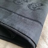 Drap Ancien En Lin Et Coton Bleu Nocturne