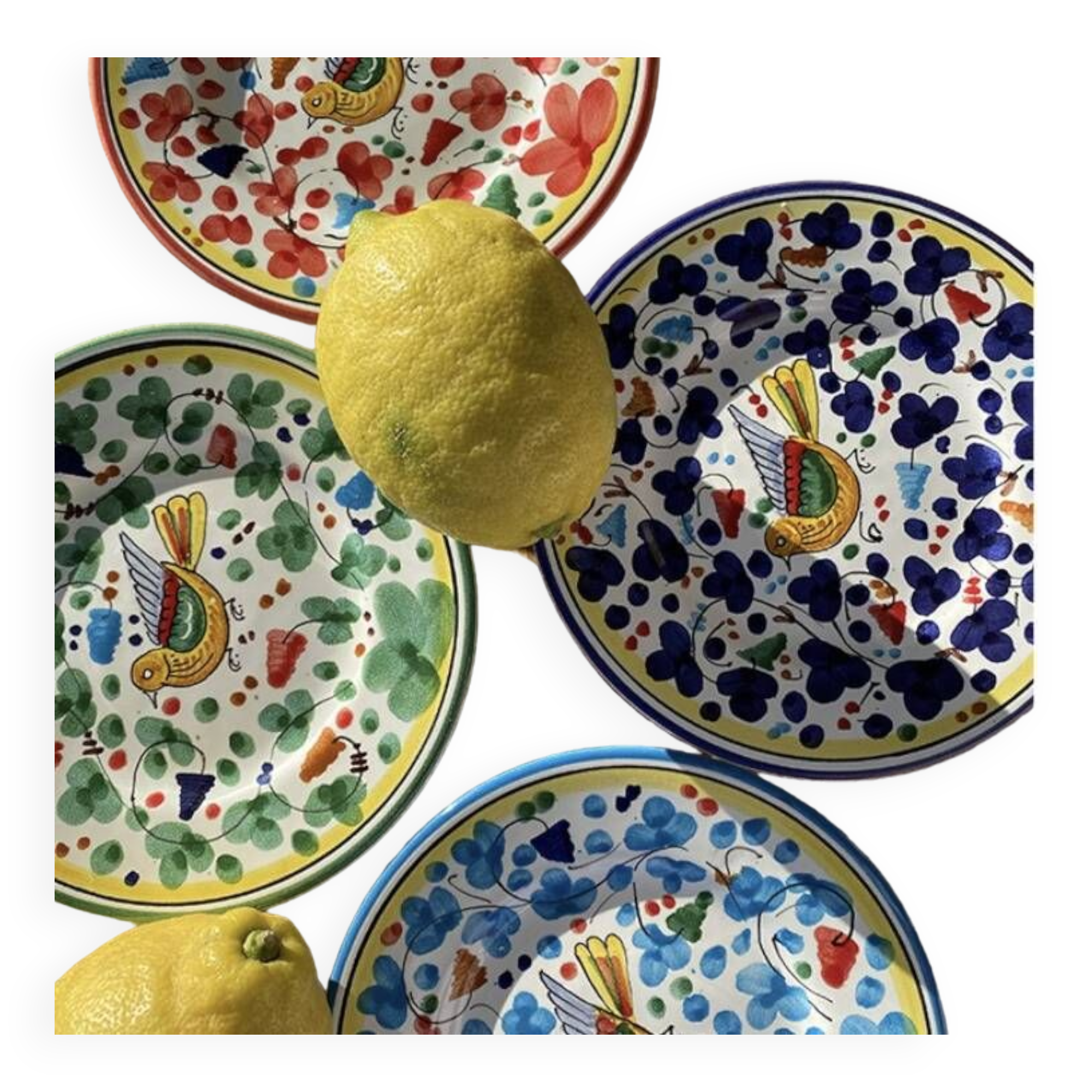 Plate 20cm bird flowers navy blue