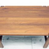 Elegant bench in vintage solid teak wood. after professional renovation.