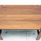 Elegant bench in vintage solid teak wood. after professional renovation.