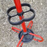 Red metal coat rack, vintage 1980s