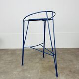 Pair of Pascal Mourgue bar stools, Lune D'Argent model, Fermob, 1980s