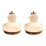 Pair of opaline glass lamps, Italy, 1960s/70s