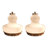 Paire de lampes en verre opalin, Italie, 1960/70