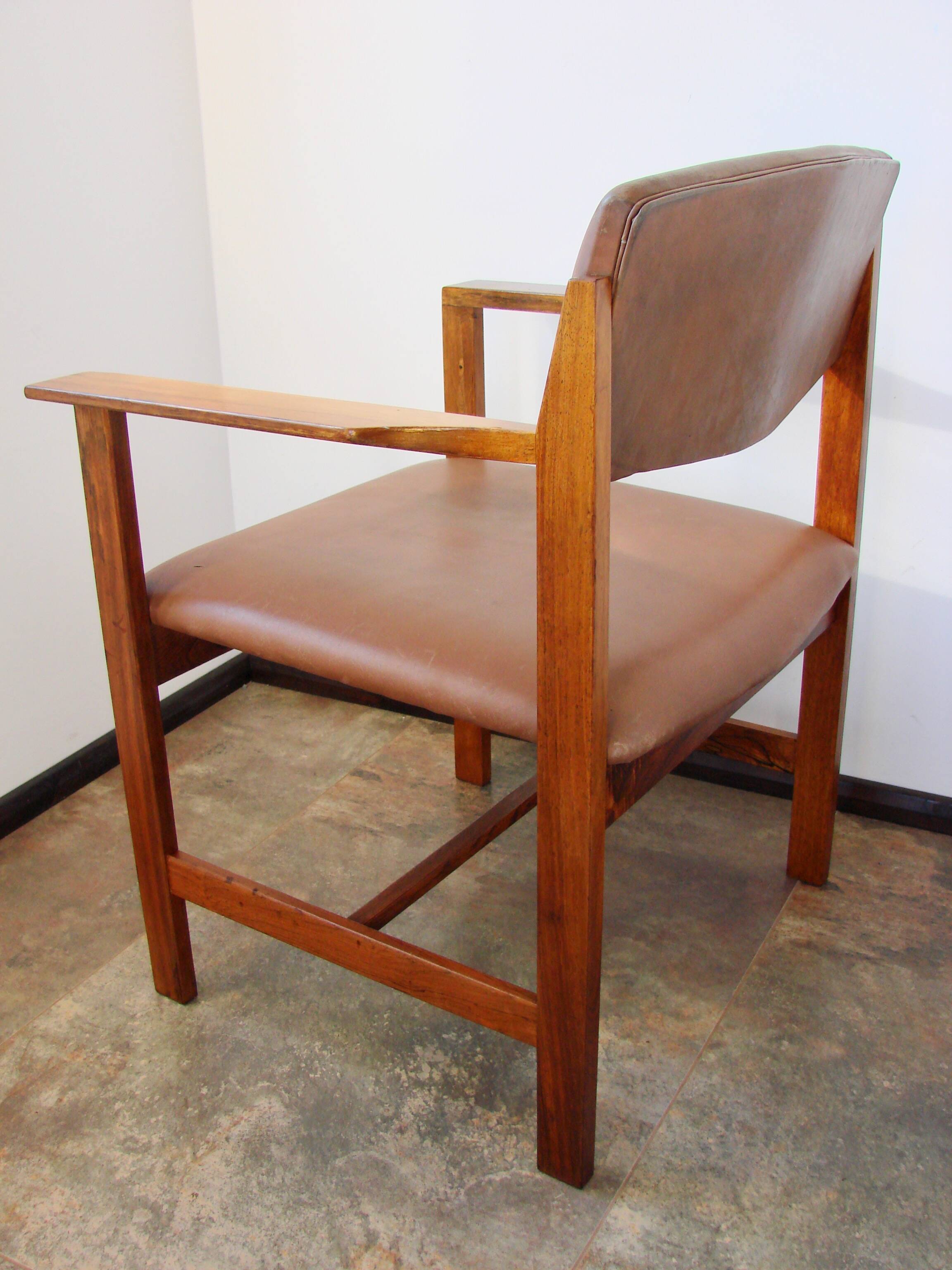 960s Scandinavian armchair – rosewood, leather, vintage