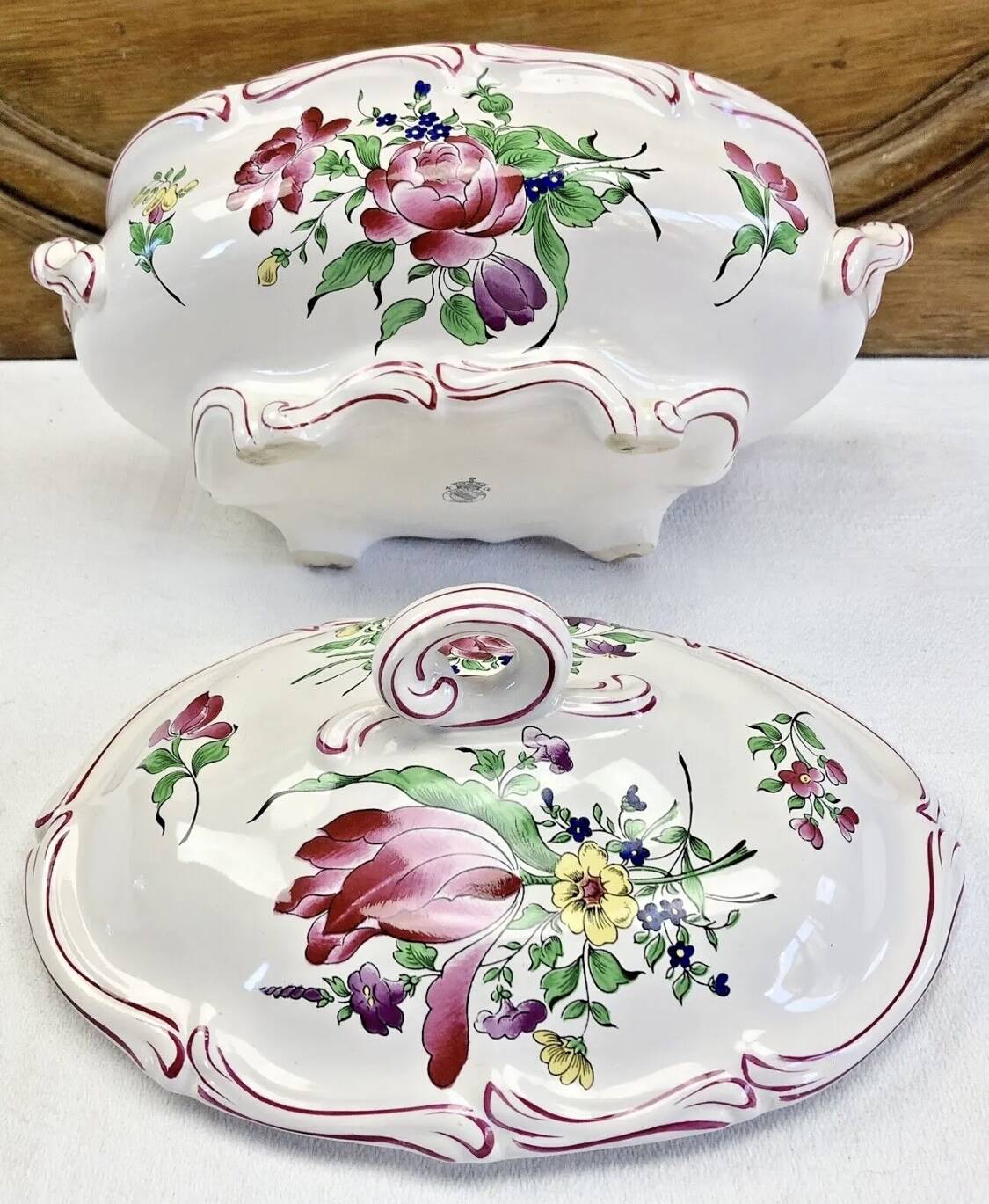 Old Lunéville oval vegetable tureen, street light model