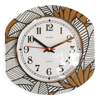 Vintage silent wall clock pendulum 60s "Silvoz black and white"