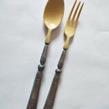 Salad cutlery in silver metal