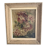 Flower painting, oil on canvas framed