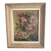 Flower painting, oil on canvas framed