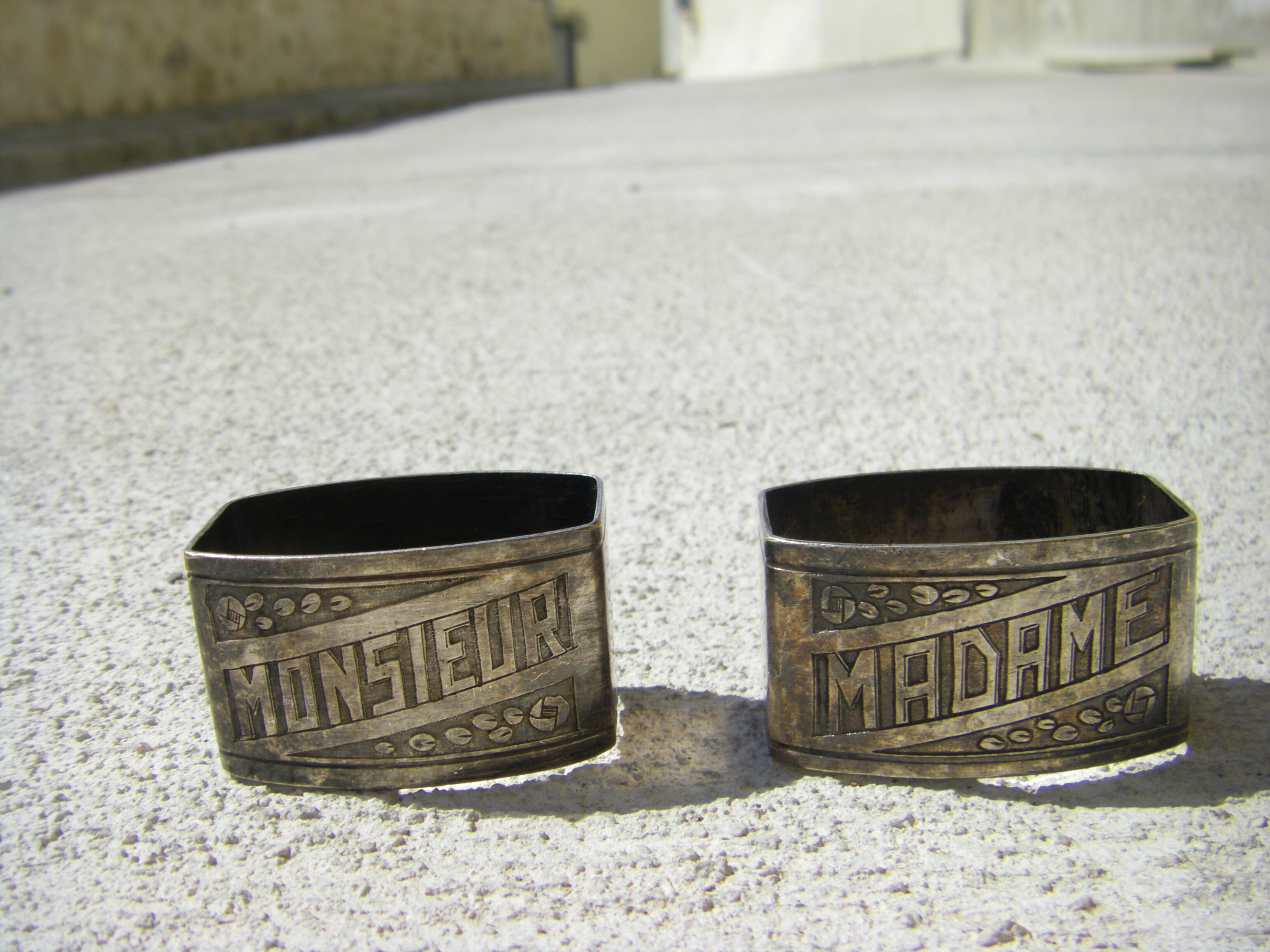 Pair of art deco towel rings