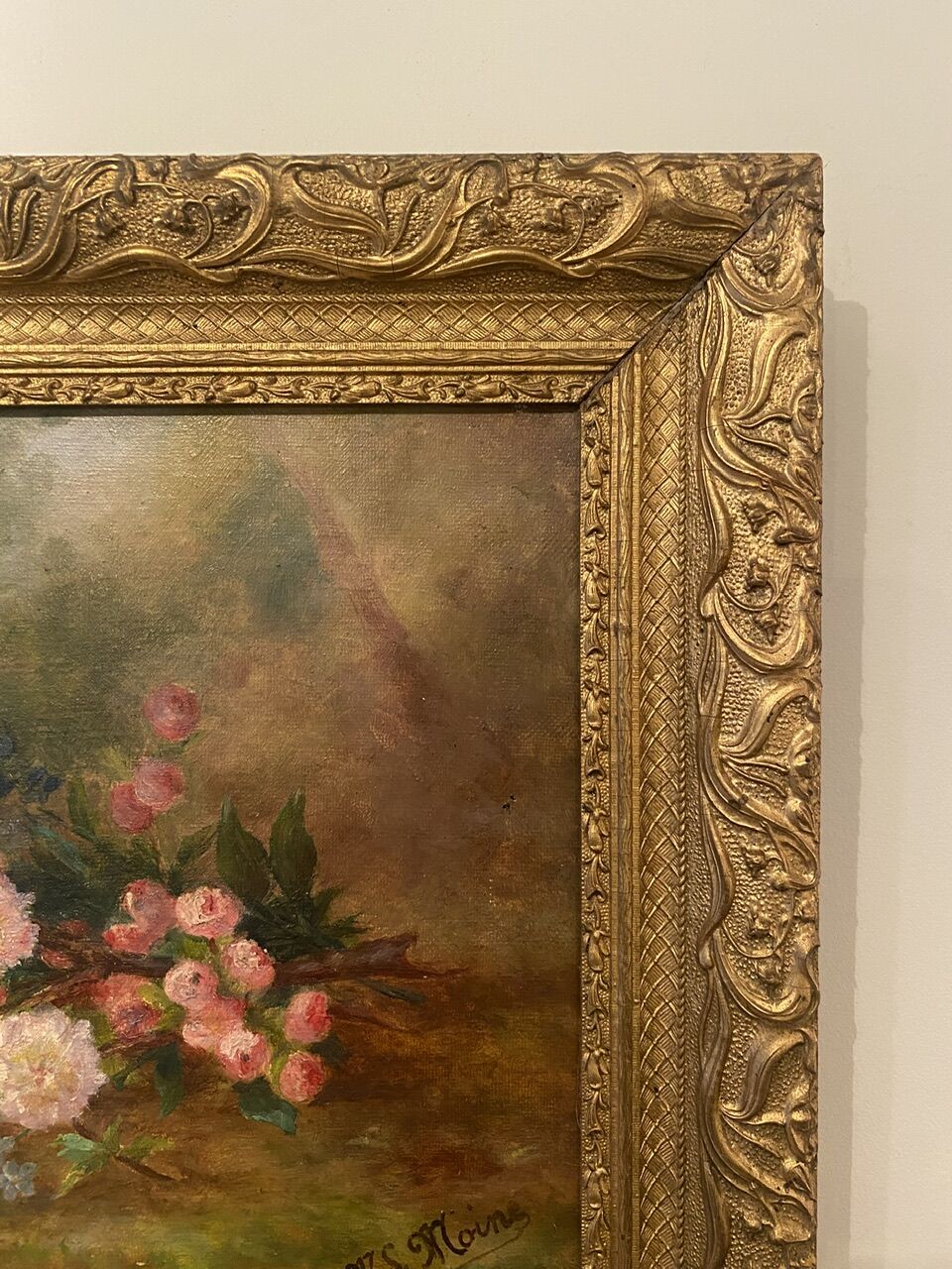 Old painting, still life, signed Monk, late nineteenth century early twentieth century