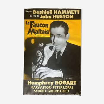 Affiche cinéma "Le Faucon Maltais" Humphrey Bogart 80x120cm 1986