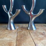 Silver tree shaped candle holders 3 branches