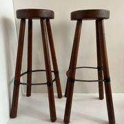 Paire de tabourets en bois massif