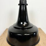 Industrial black pendant factory lamp with cast iron top, 1970s