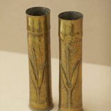 Pair of vintage Art Deco Brass vases Circa 191
