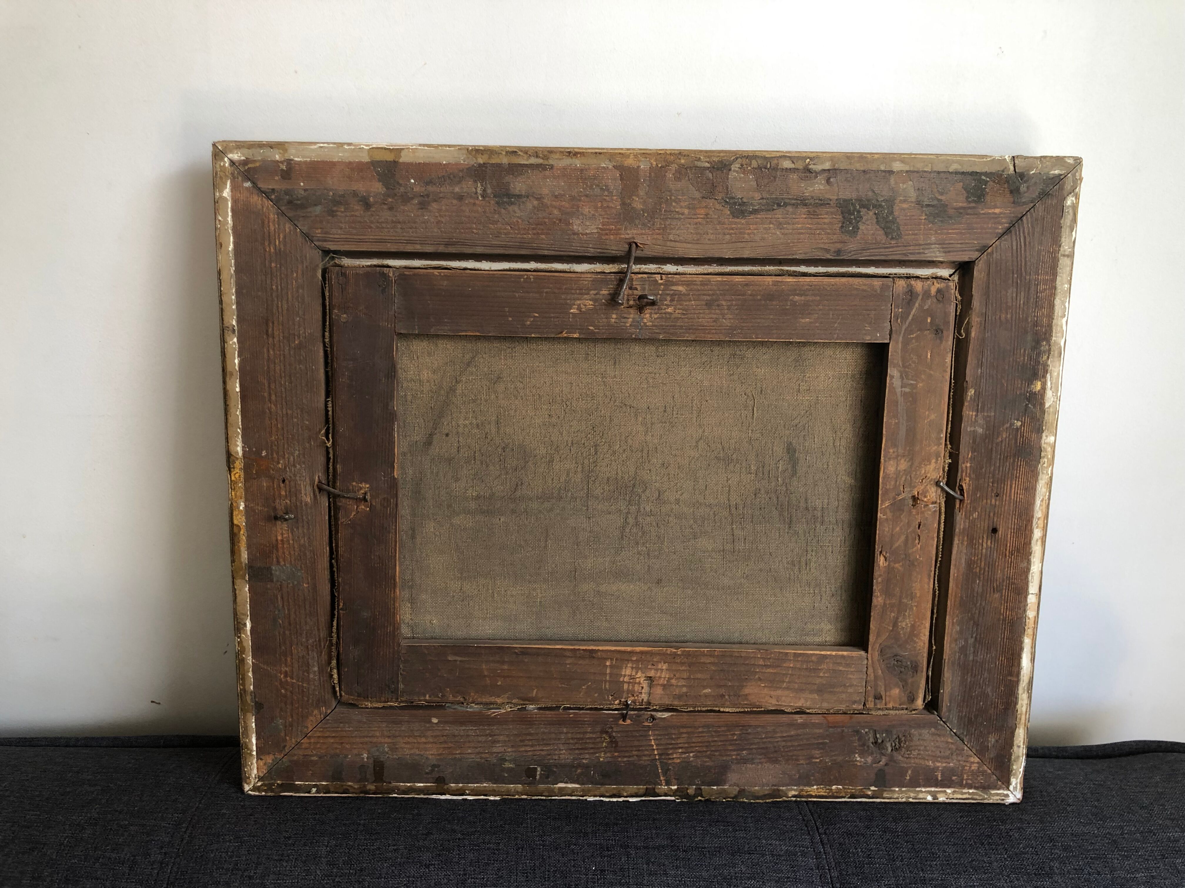 Oil on canvas framed Landscape with boat