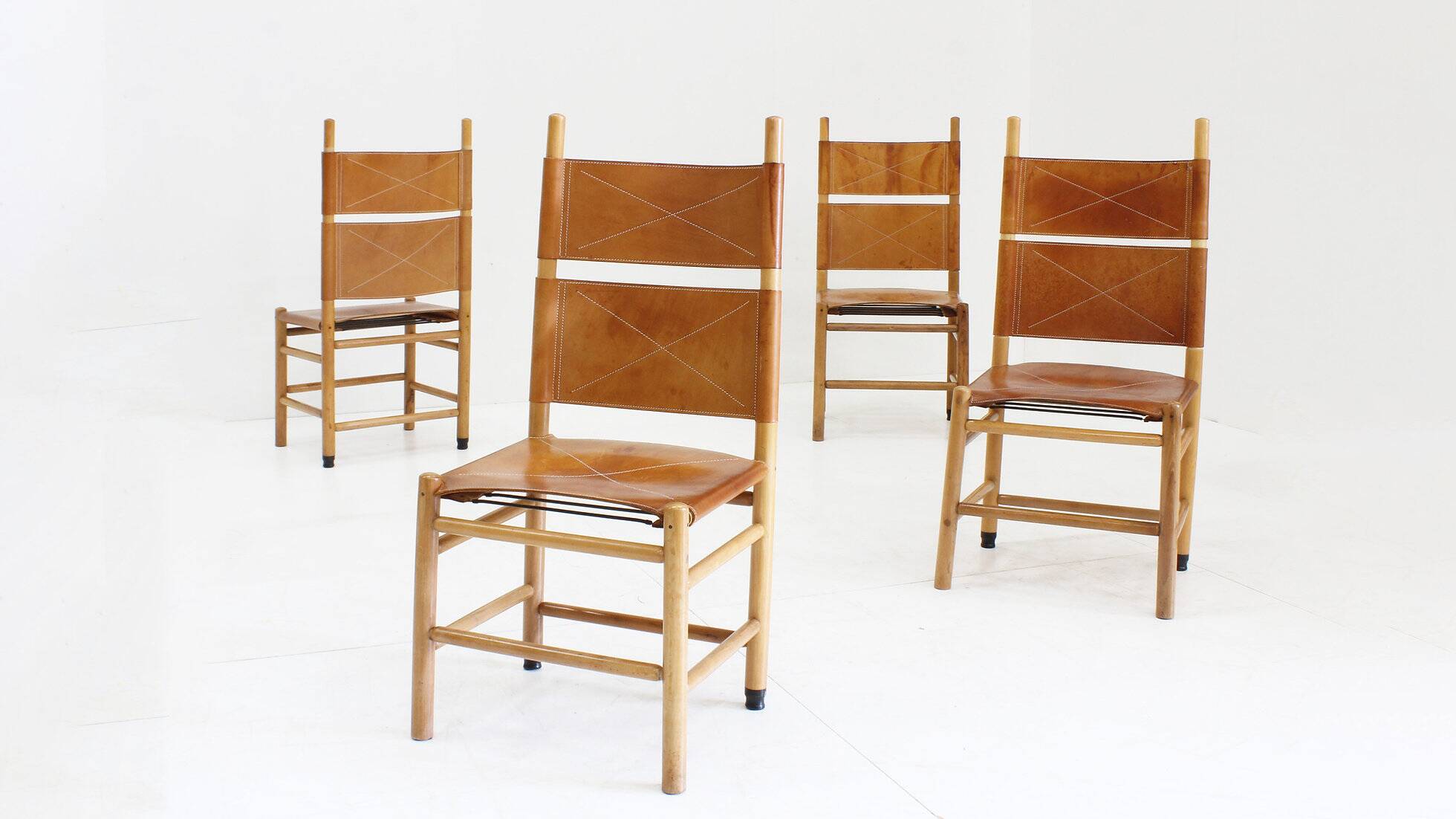 Vintage Kentucky dining chairs by Carlo Scarpa for Bernini, 1970s, set of 4