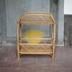 Vintage rattan serving table, two-tier side table.