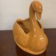 Swan shaped planter in 70s earthenware apricot orange color
