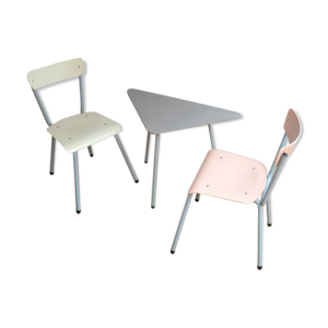 Table tripode et chaises vintage