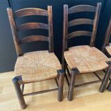 4 chaises paillées Georges Robert