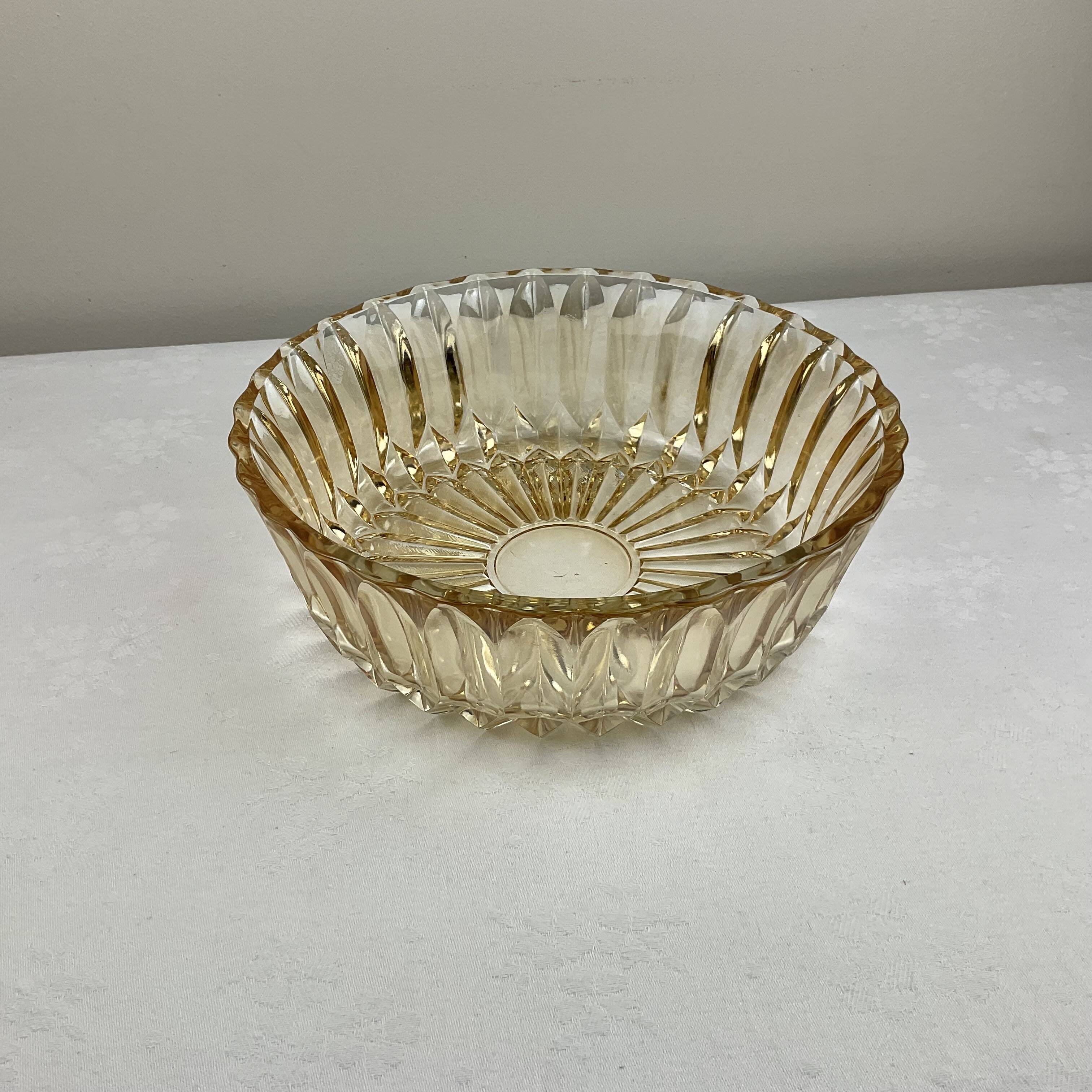 Retro/Vintage Molded Amber Glass Salad Bowl