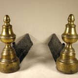 Pair of brass and cast iron chenets