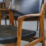 Ensemble de 6 fauteuils scandinaves en cuir et palissandre par Gondo Gravesen pour l’Atelier Bondo Gravesen Snedkerier 1960’s