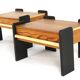Set of 2 pine bedside tables - vintage mid-century nightstands.