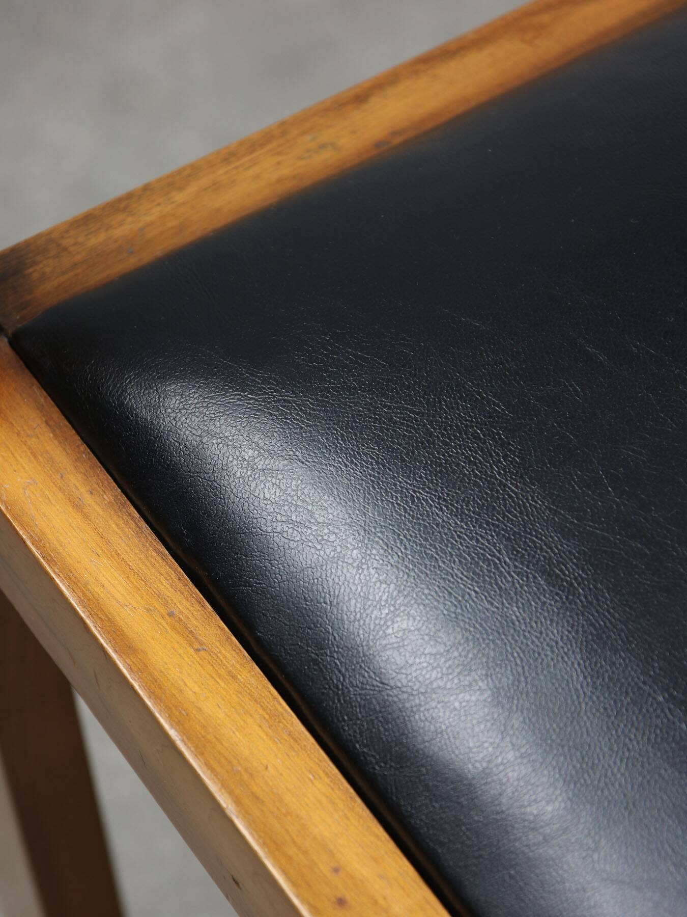 Italian Art Deco Lounge Chairs in Wood & Black Leatherette, set of 2