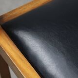 Italian Art Deco Lounge Chairs in Wood & Black Leatherette, set of 2