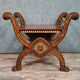 Bishop's curule armchair in solid walnut and gilding highlights with religious symbols