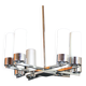 Modernist chandelier, chrome and opaline metal, mid-century france - 8 lights
