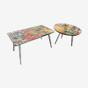 Lot de 2 tables basses vintage années 1950 1960