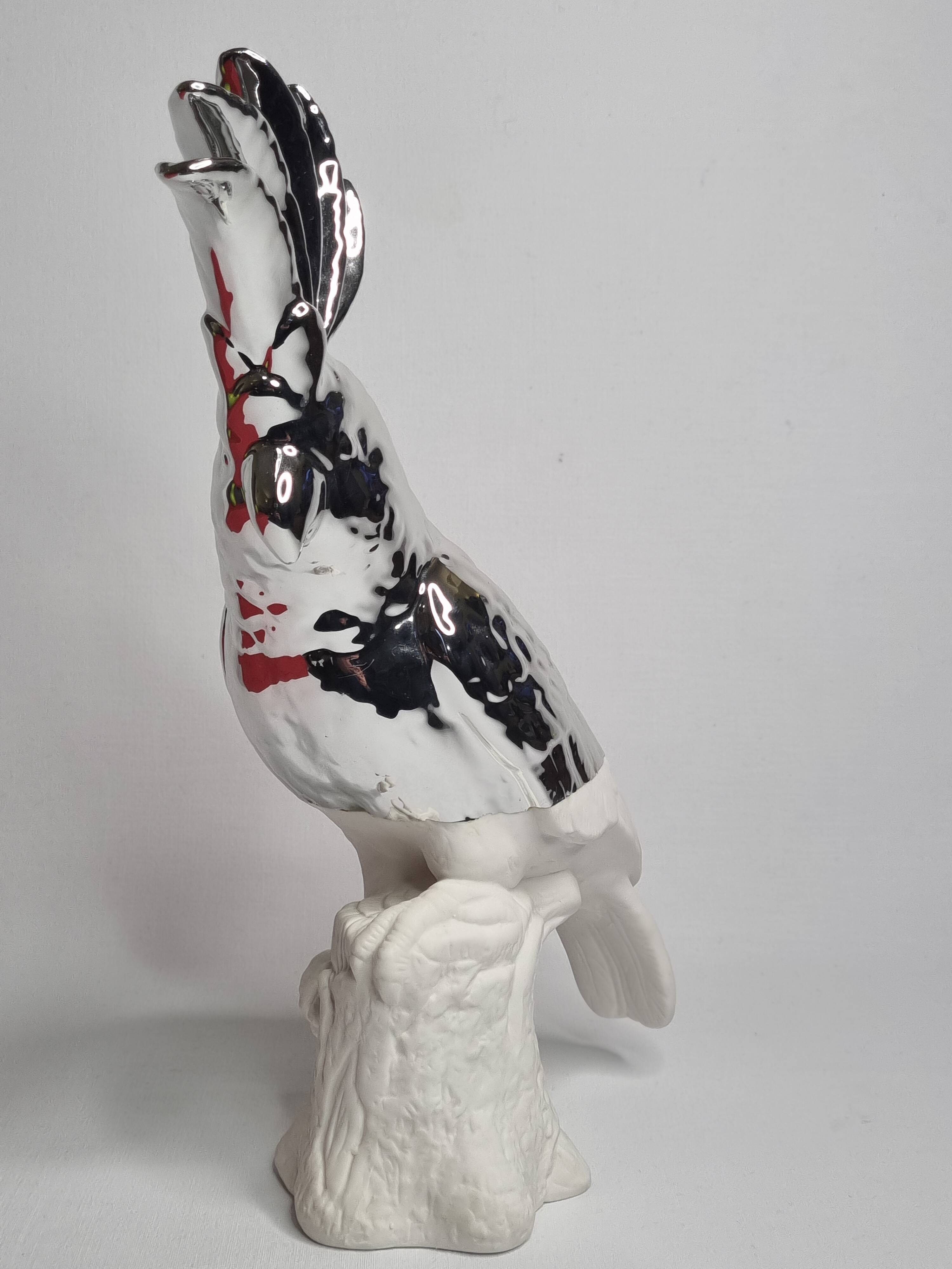 Cockatoo sculpture in biscuit porcelain, Pols Potten, 33 cm