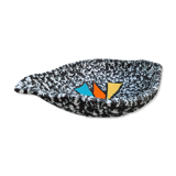 Fruit cut, center of table, ceramic, signed Vallauris, vintage 70s.