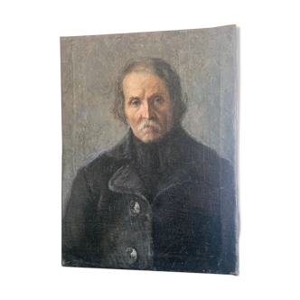Portrait d’homme, peinture à l’huile école hongroise, xixe siècle