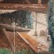 Huile sur toile représentant un abri à barques à Montbazon