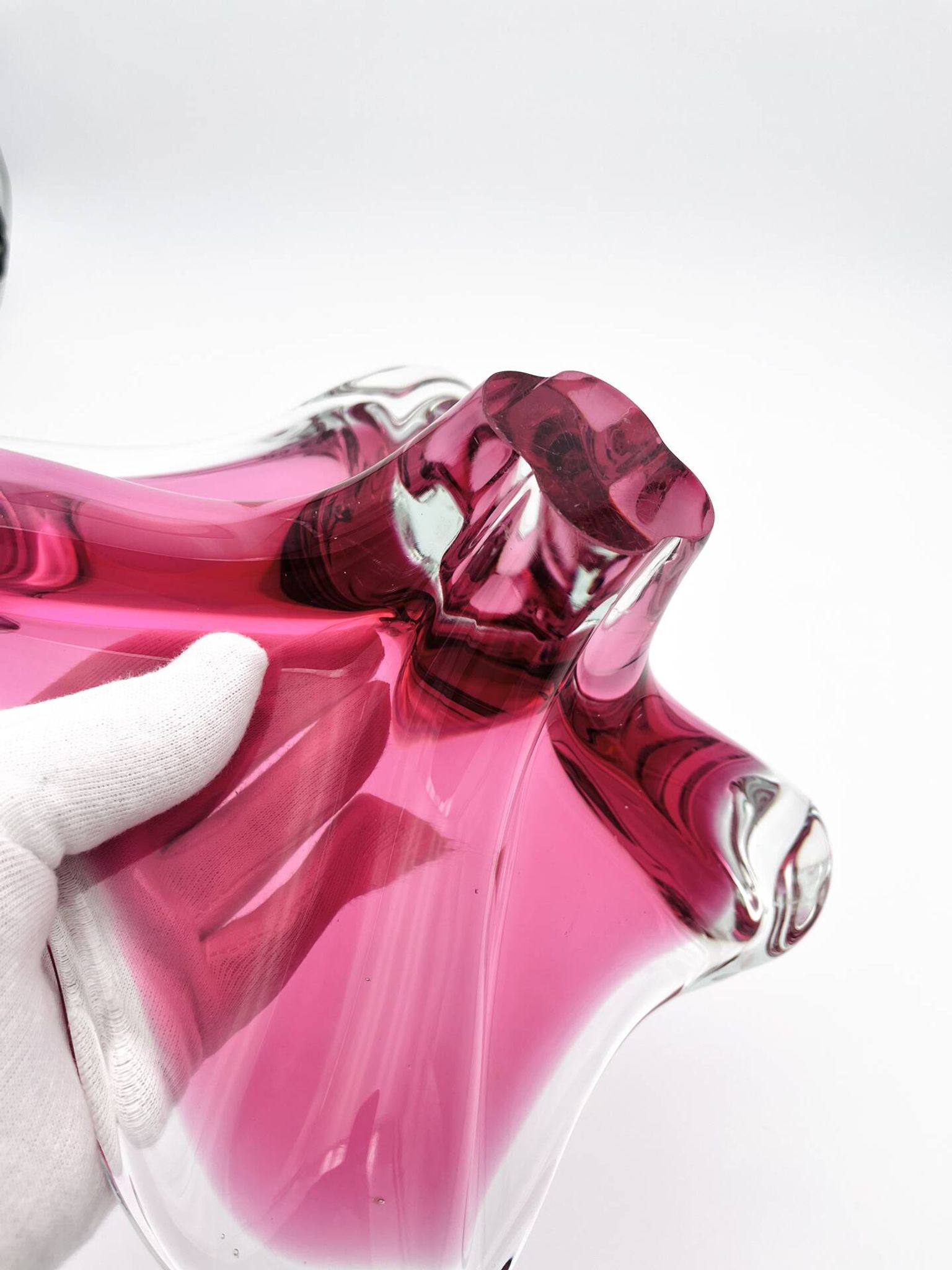 Large Crystal Bowl Bohemia Josef Hospodka 2.6kg Ruby Design 1960
