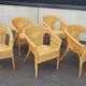 SEATING SET, GARDEN SET SIX RATTAN/WICKER CHAIRS