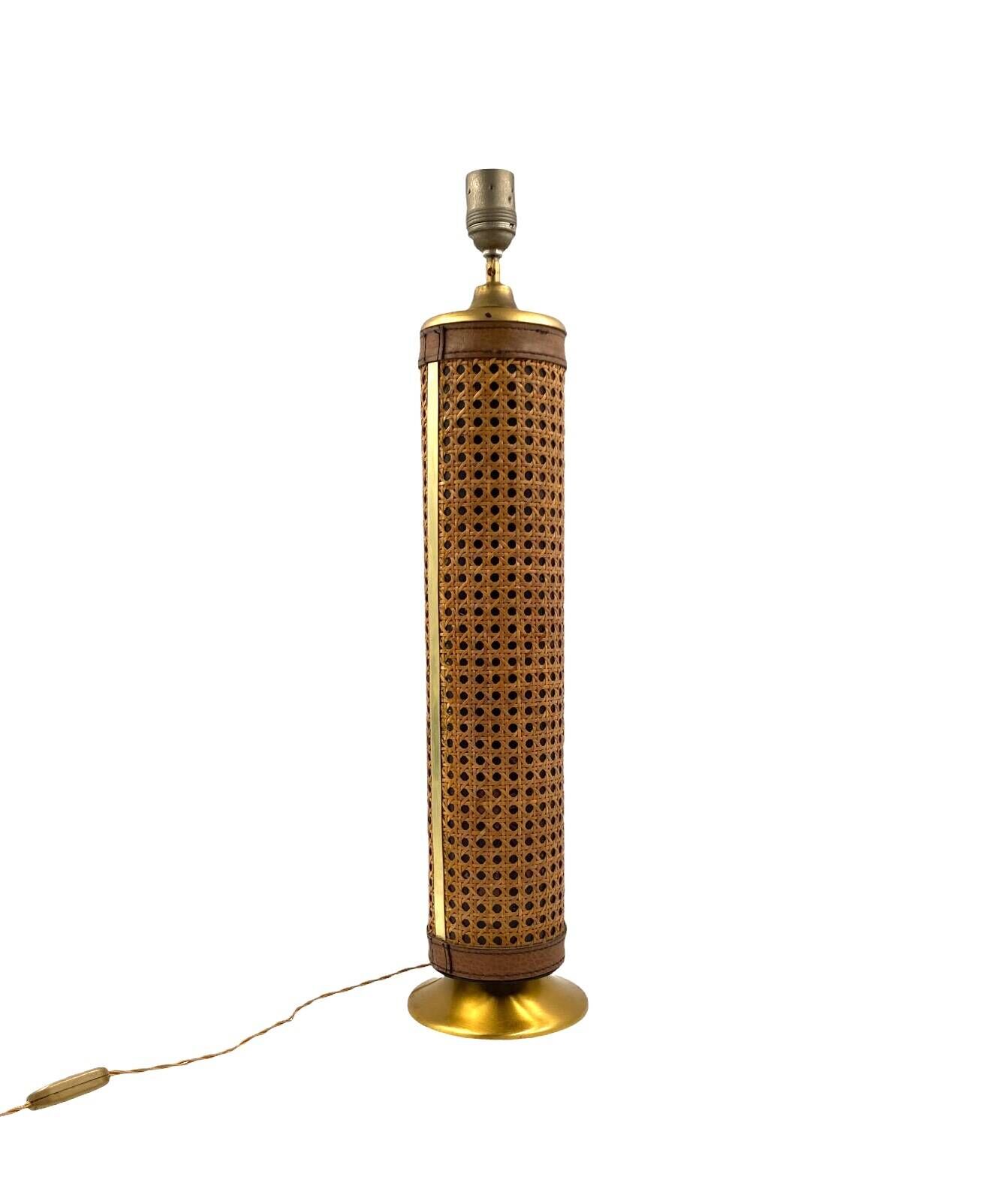 Hollywood regency brass and Vienna straw lamp base, Italy 1970's