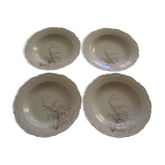 Lot de 4 assiettes Bavaria,  branche de cerisier