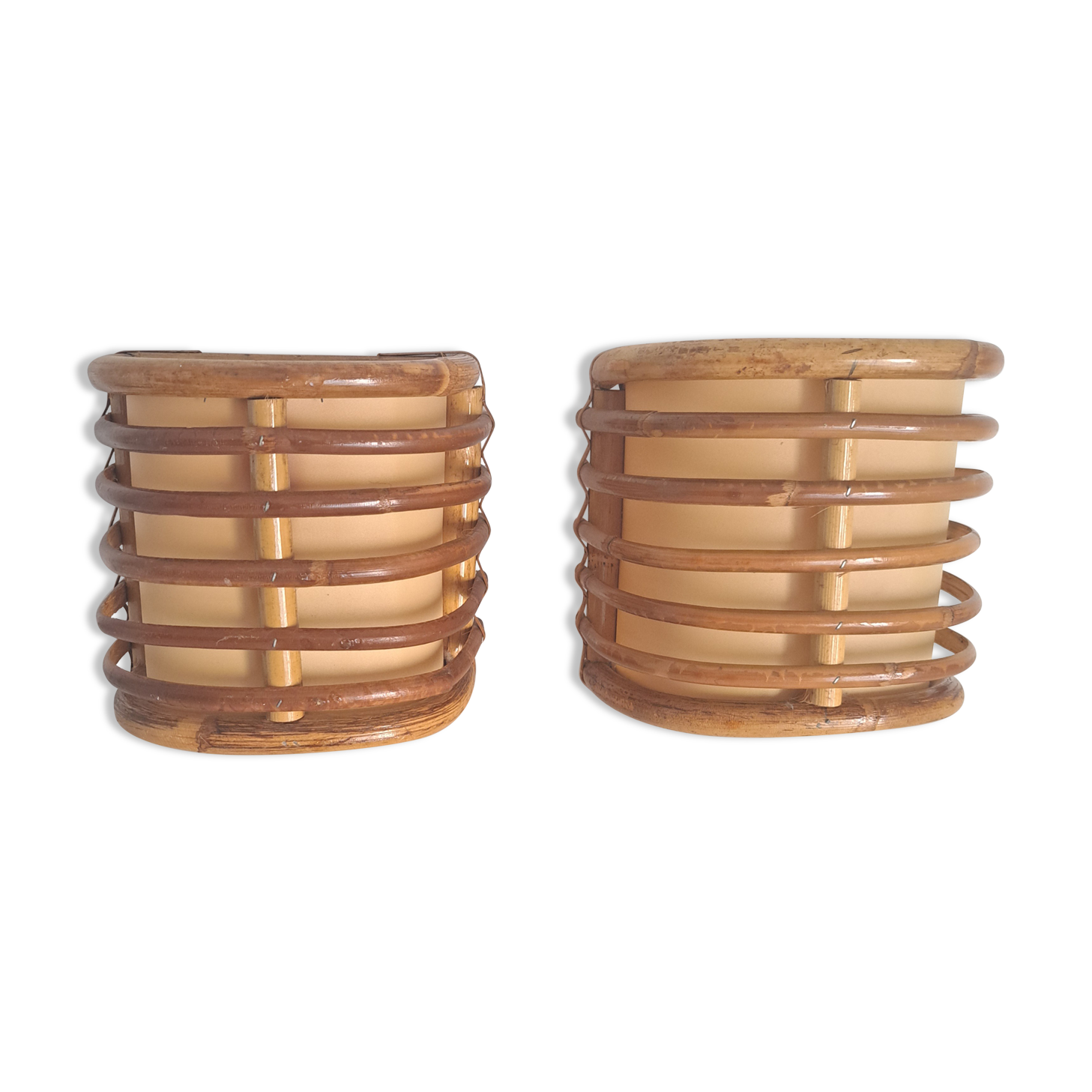 Pair of vintage bamboo sconces