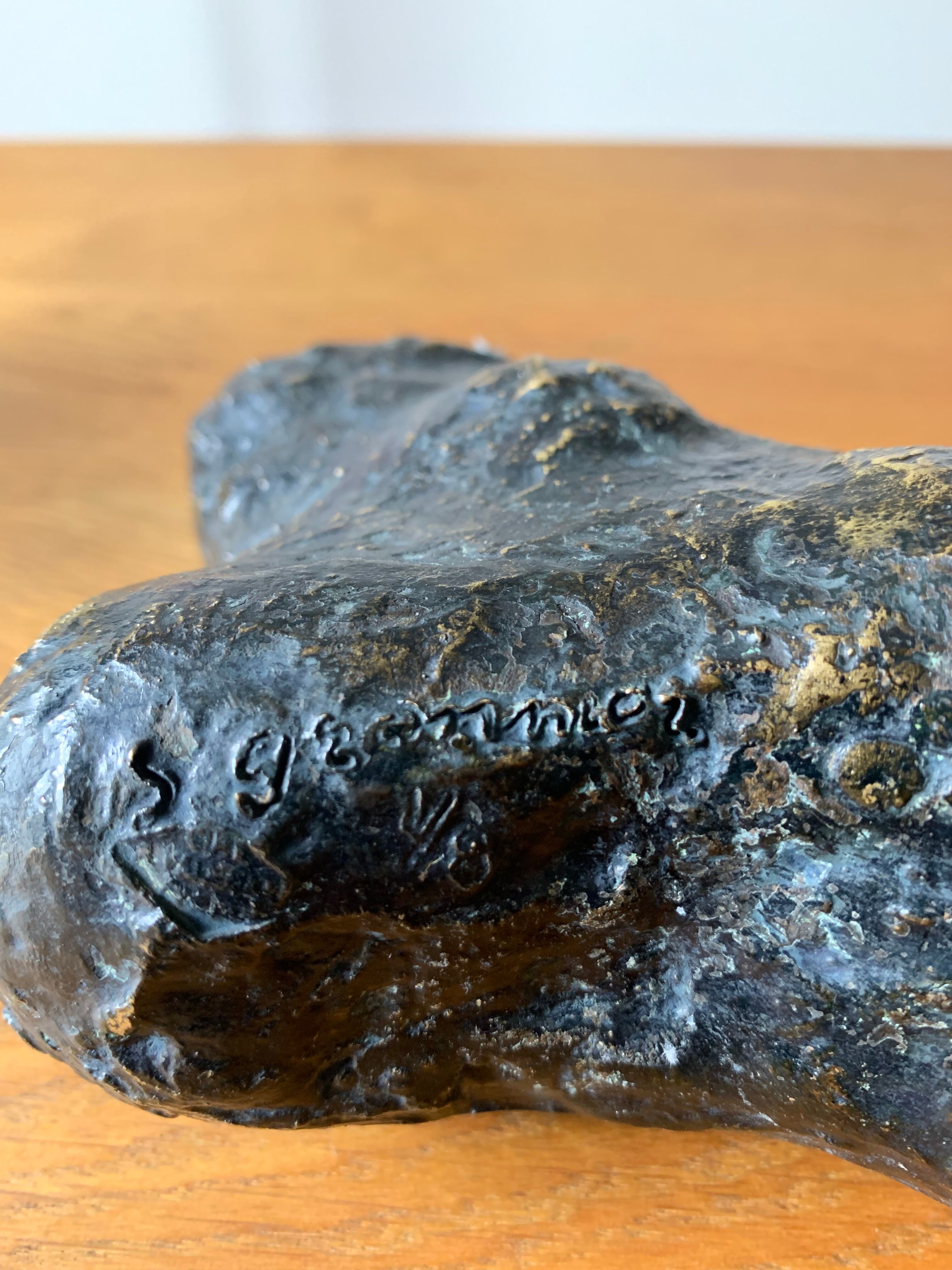 Bronze foot signed S. Gronnier and its plaster print
