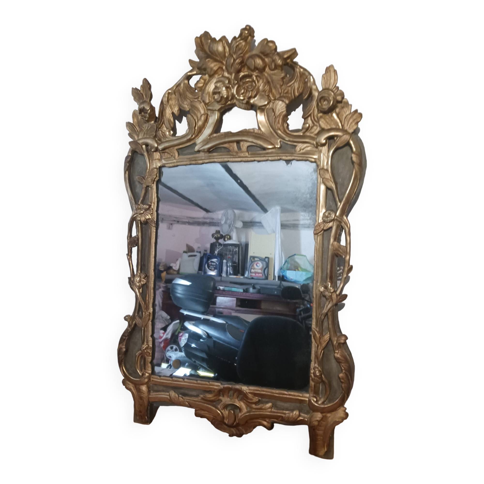 Miroir époque Louis XV,  18 eme, restauré au XX eme, bois doré, miroir au mercure d'origine